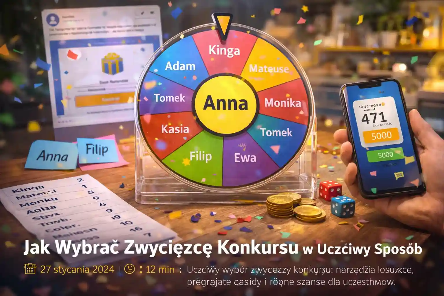 wybierz zwycięzcę konkursu w sposób uczciwy